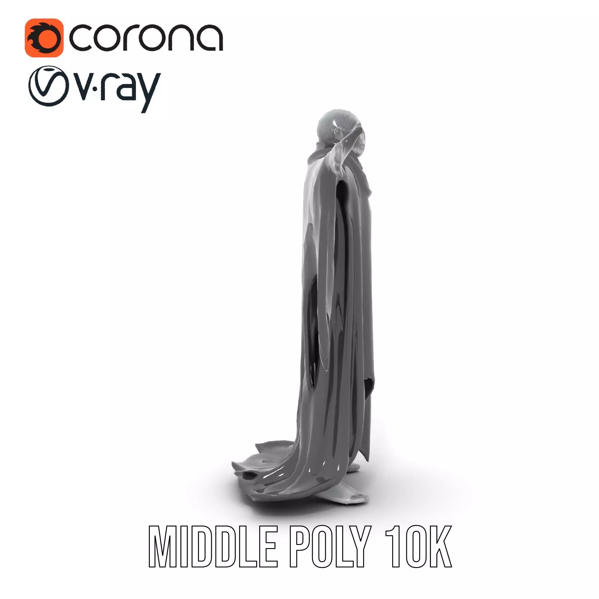 Gothic Skeleton Figure with Cape Model Pack Low-poly 3D model_16