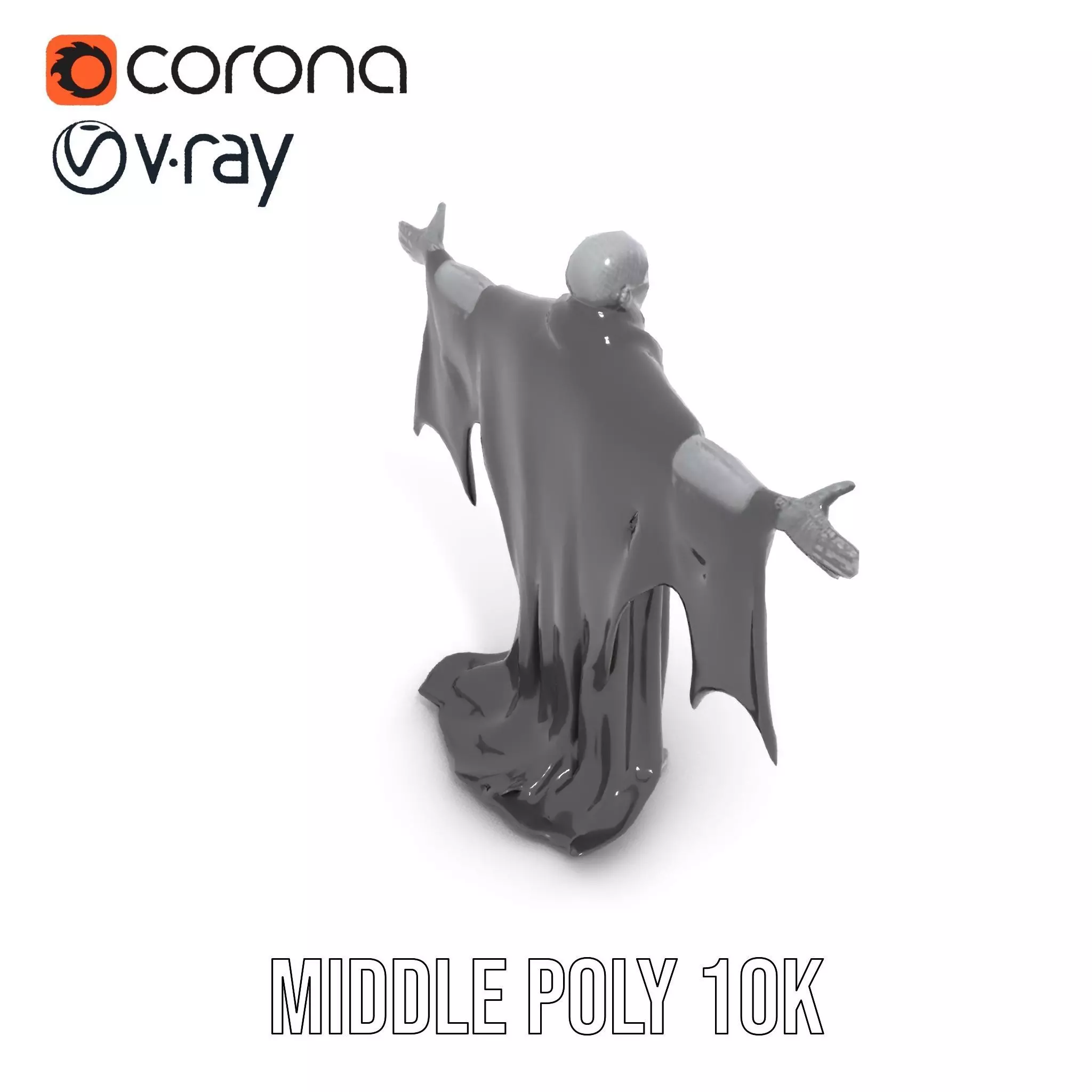 Gothic Skeleton Figure with Cape Model Pack Low-poly 3D model_7