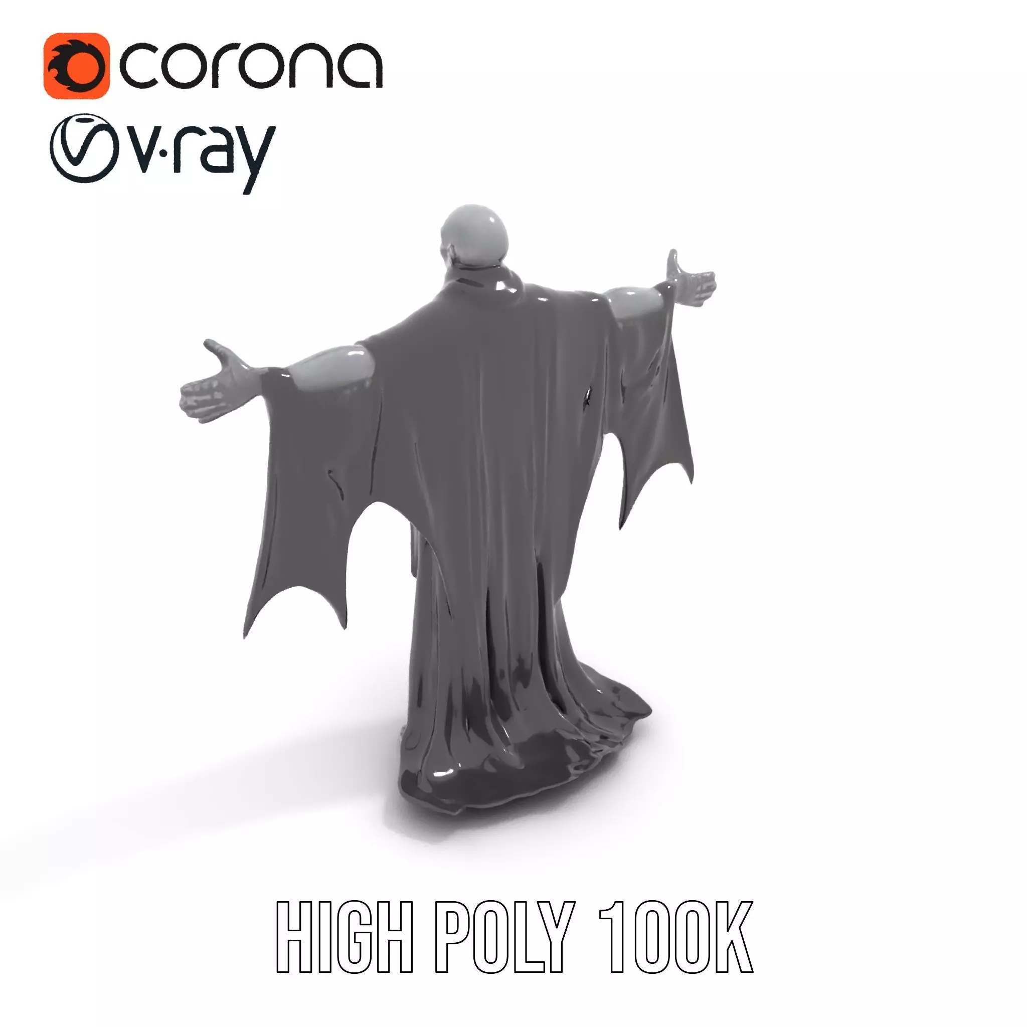 Gothic Skeleton Figure with Cape Model Pack Low-poly 3D model_15