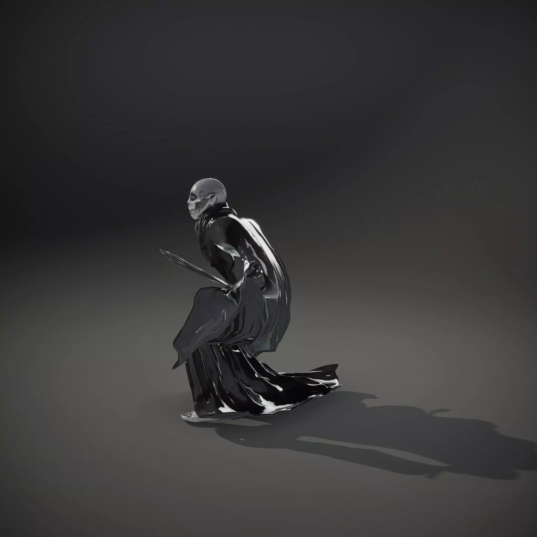 Gothic Skeleton Figure with Cape Model Pack Low-poly 3D model_34