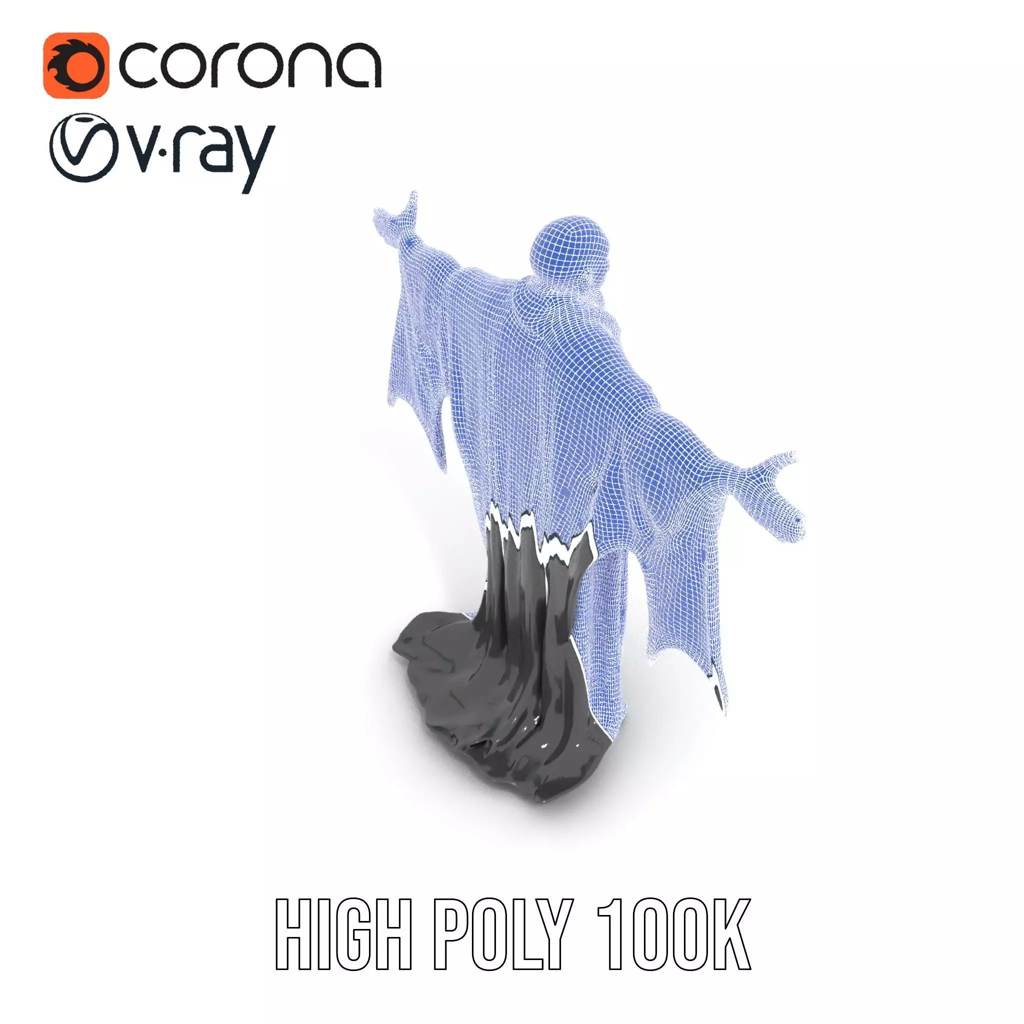 Gothic Skeleton Figure with Cape Model Pack Low-poly 3D model_29