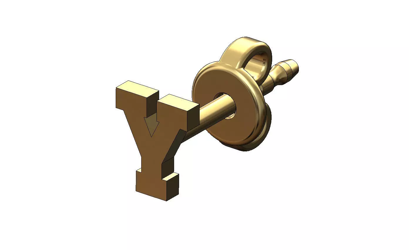 Y letter varsity font stud earring 3D print model