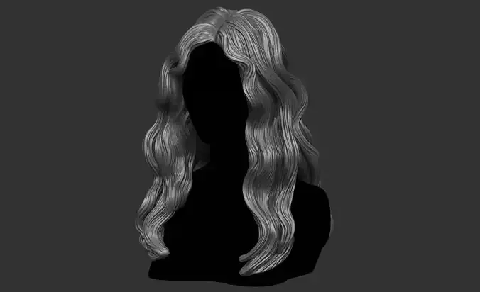 Long Female Hair  High-Poly and Decimated 3D Hair Model OBJ-STL