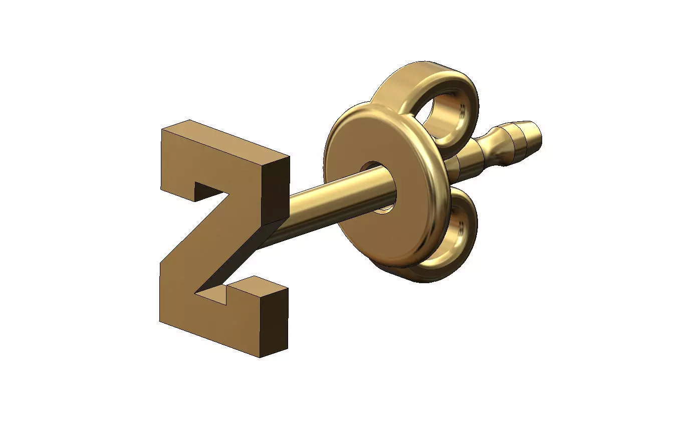 Z letter varsity font stud earring 3D print model