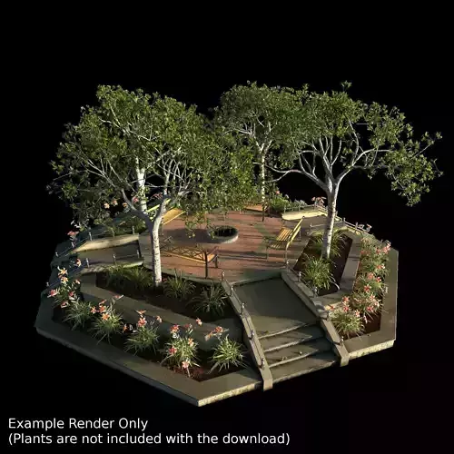 Large Octagon Garden Bed with PBR 3D model