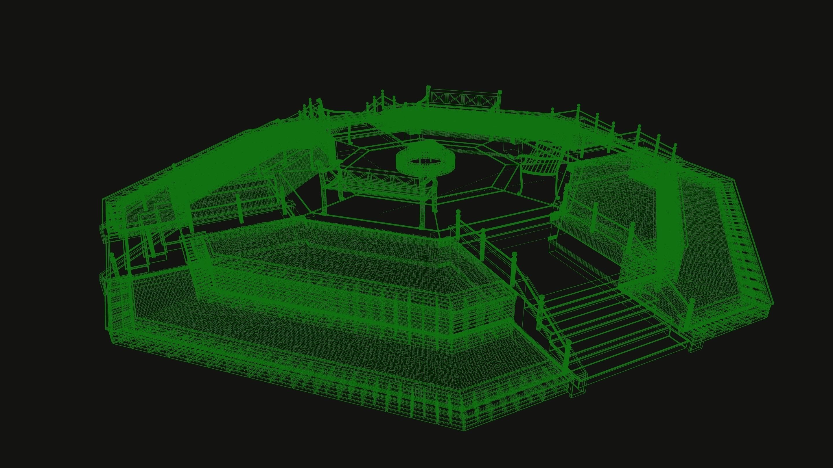 Large Octagon Garden Bed with PBR 3D model_4