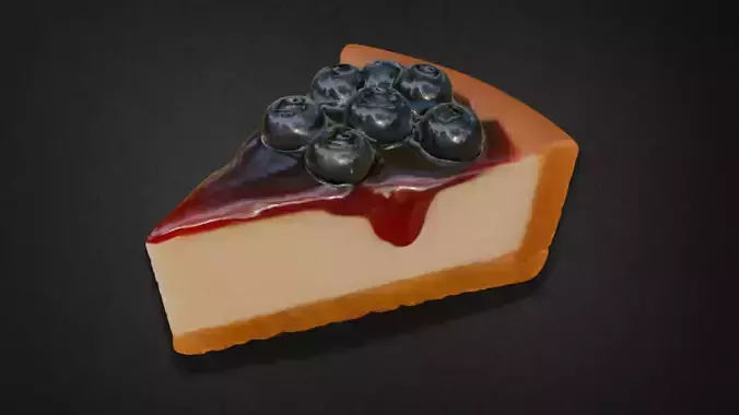 Realistic Blueberry Cheesecake Slice Model