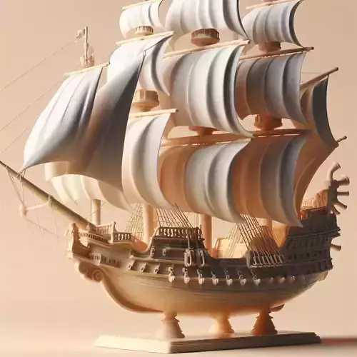 1839 Pirate Sailing Ship with Cannons  Ivory Style 3D print model