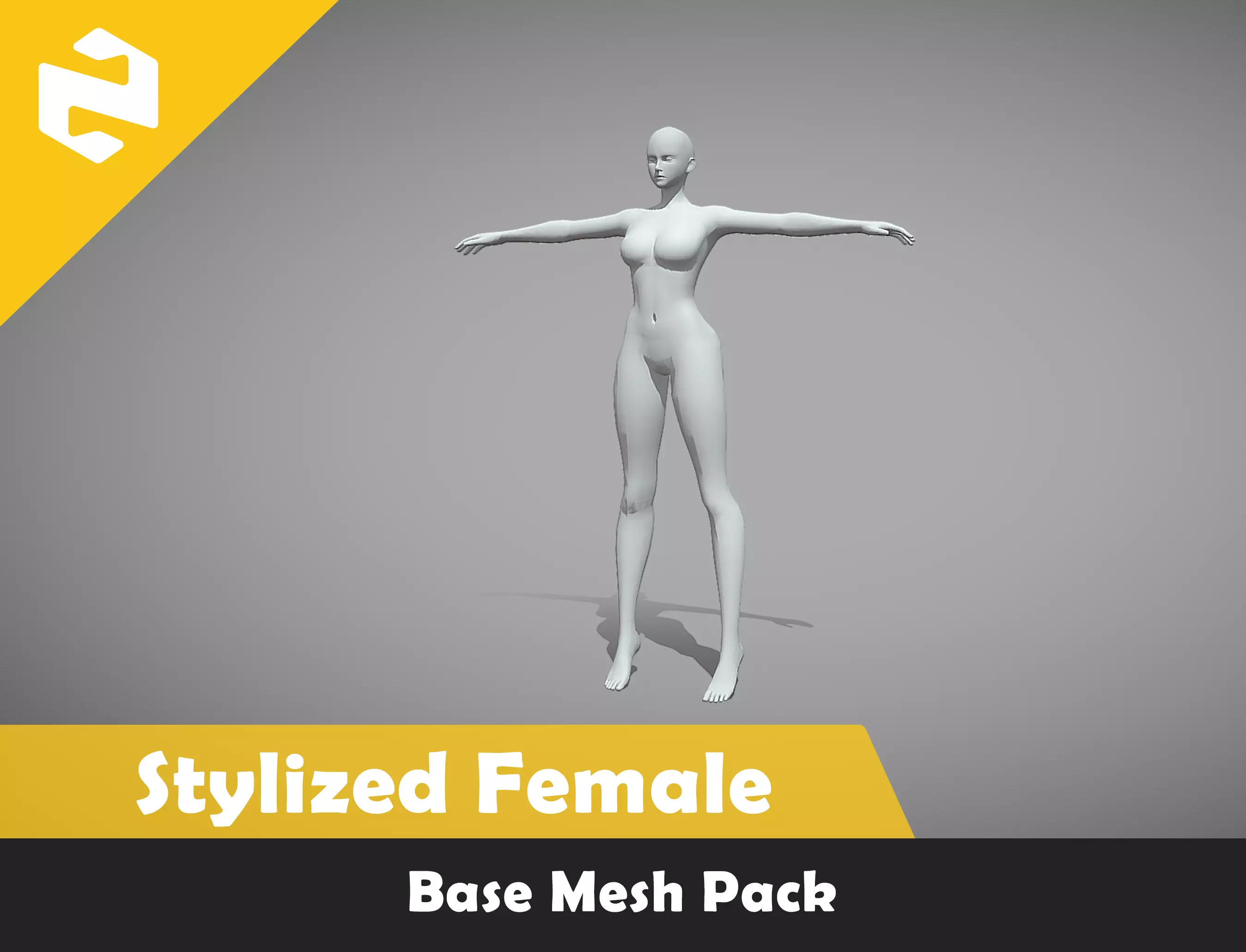 Base Mesh Pack - Stylized Female Low-poly 3D model_0