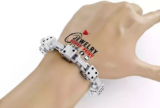 Custom Dice Diamond Bracelet - 3D Dice Gems - Dice Jewelry 