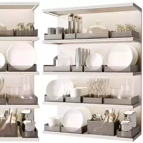 kitchen rack with accessories set 02 3D model