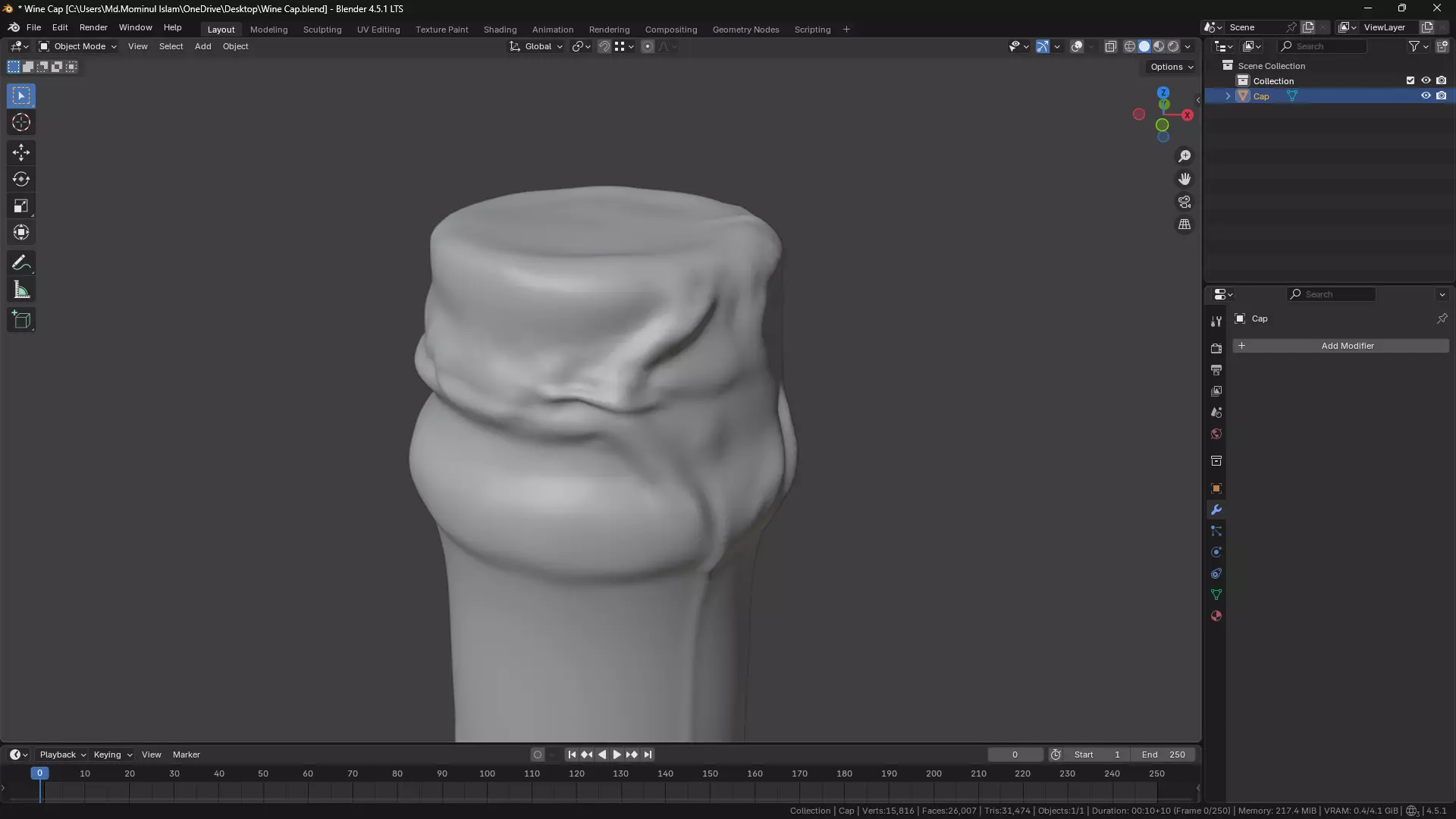 Wine Bottle Cap 3D model_7