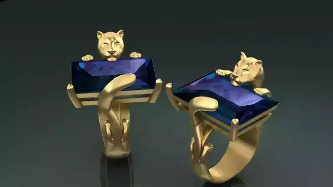 Ring jewelry - Midnight Panther  3D print model