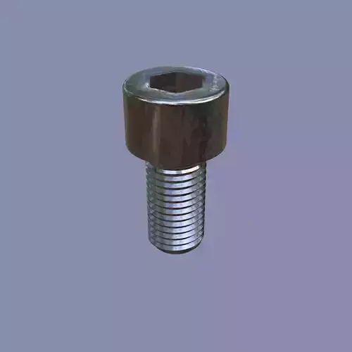 Steel Stained M10 Bolt Allen Cap with PBR 4K Textures 3D model