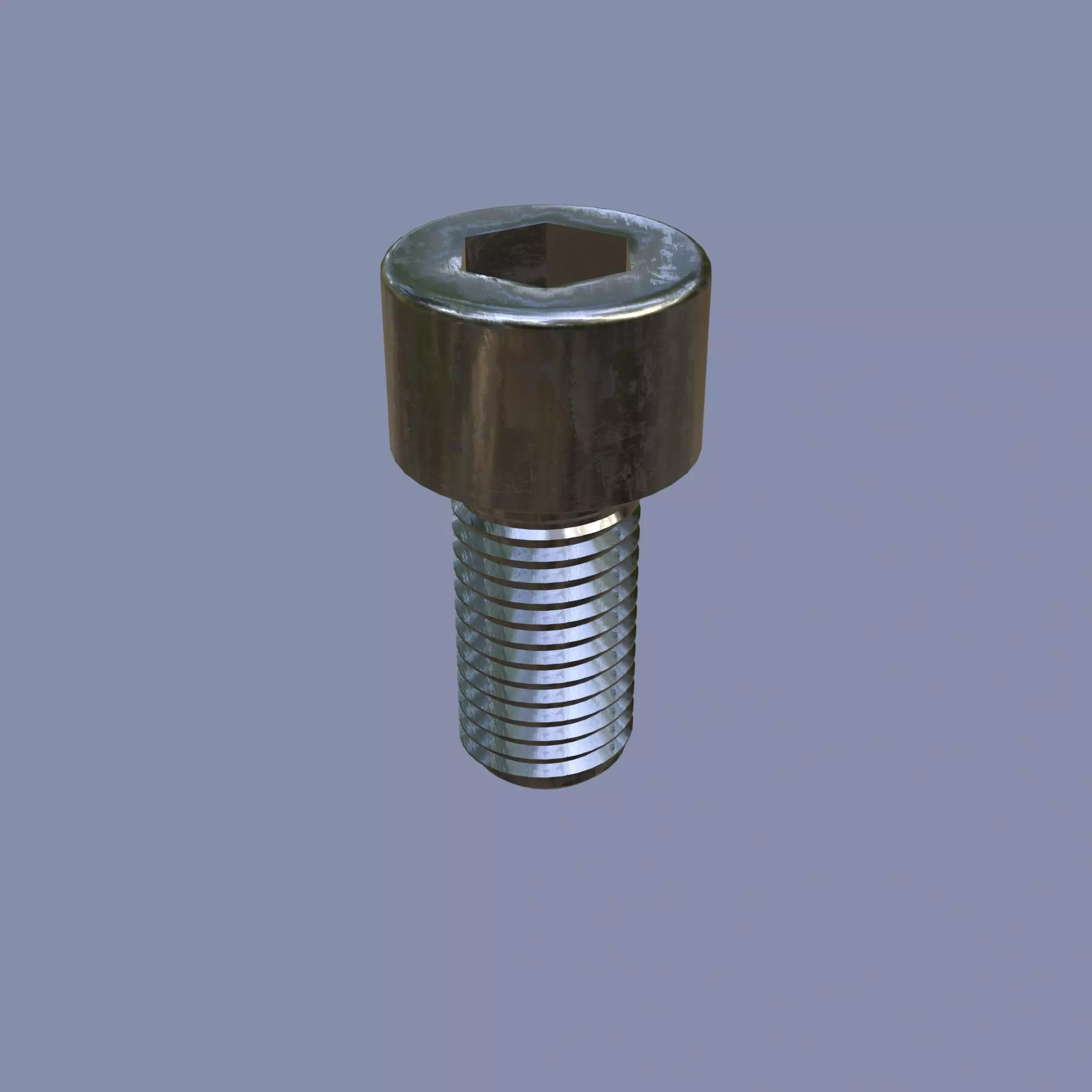 Steel Stained M10 Bolt Allen Cap with PBR 4K Textures 3D model_0