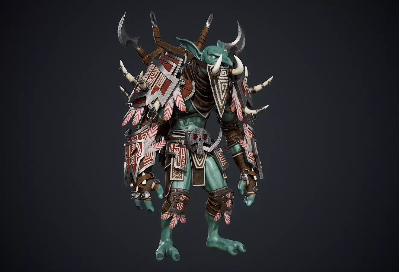 Troll game ready modular character Low-poly 3D model_1