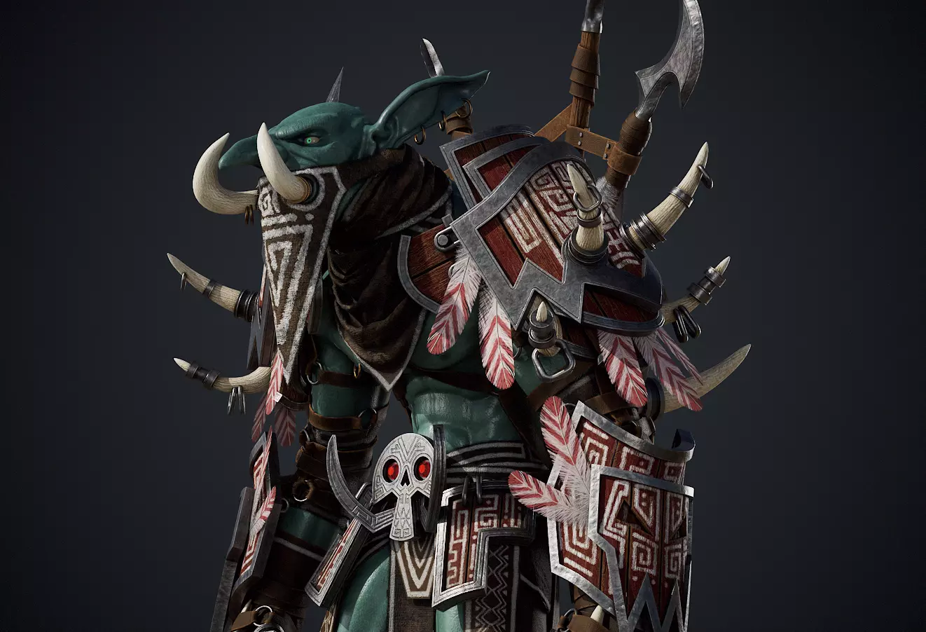 Troll game ready modular character Low-poly 3D model_16