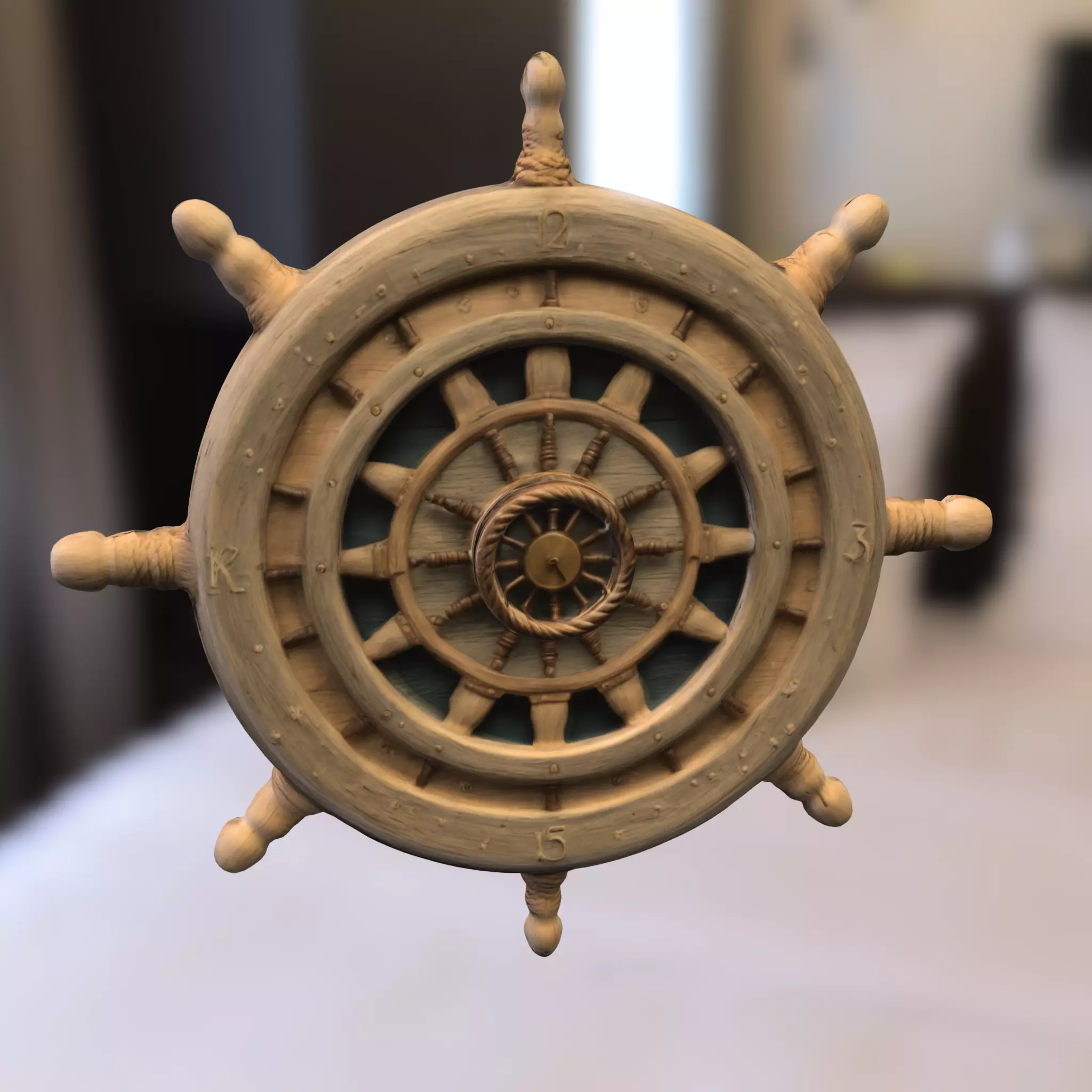 Nautical Ship Wheel Low-poly 3D model_0