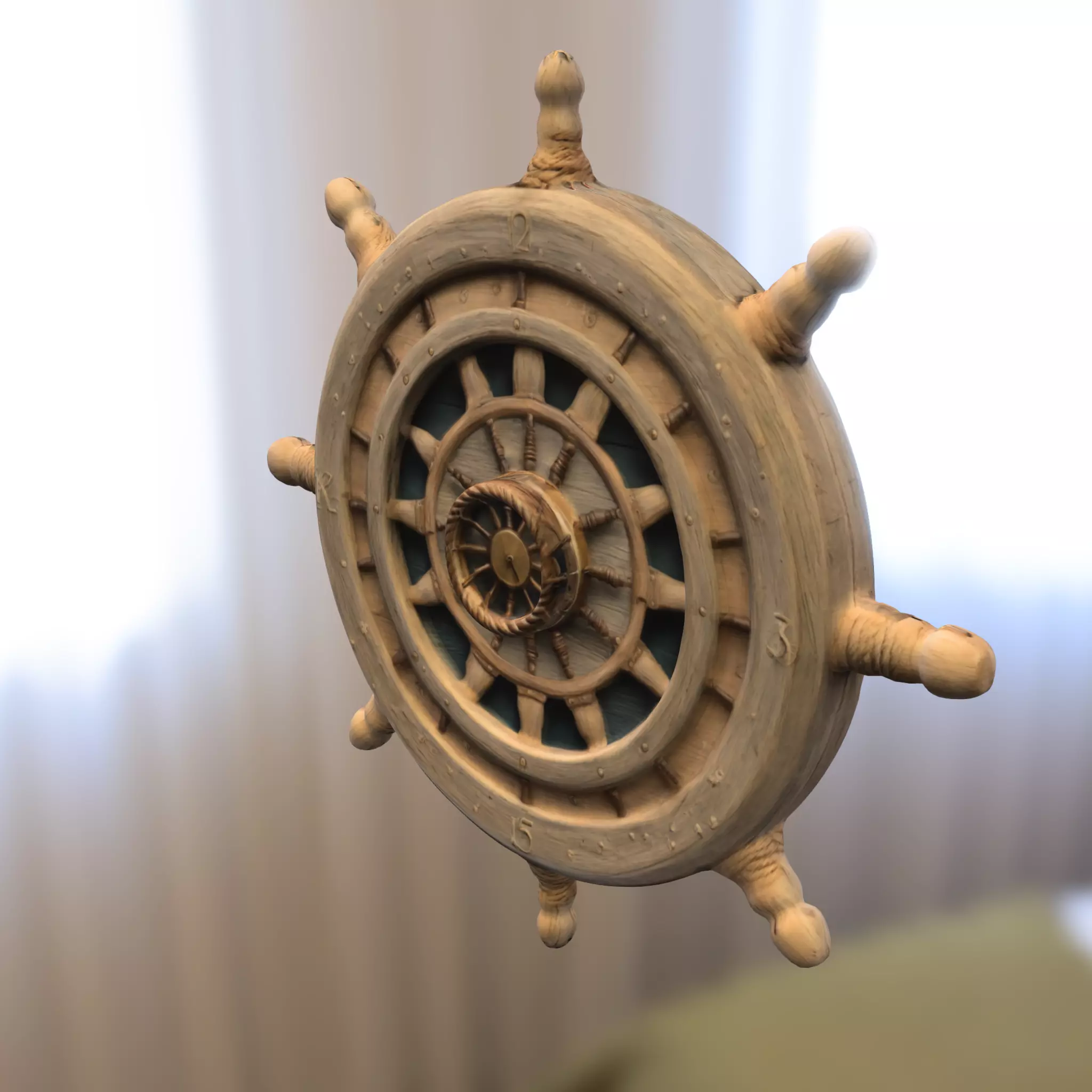 Nautical Ship Wheel Low-poly 3D model_4