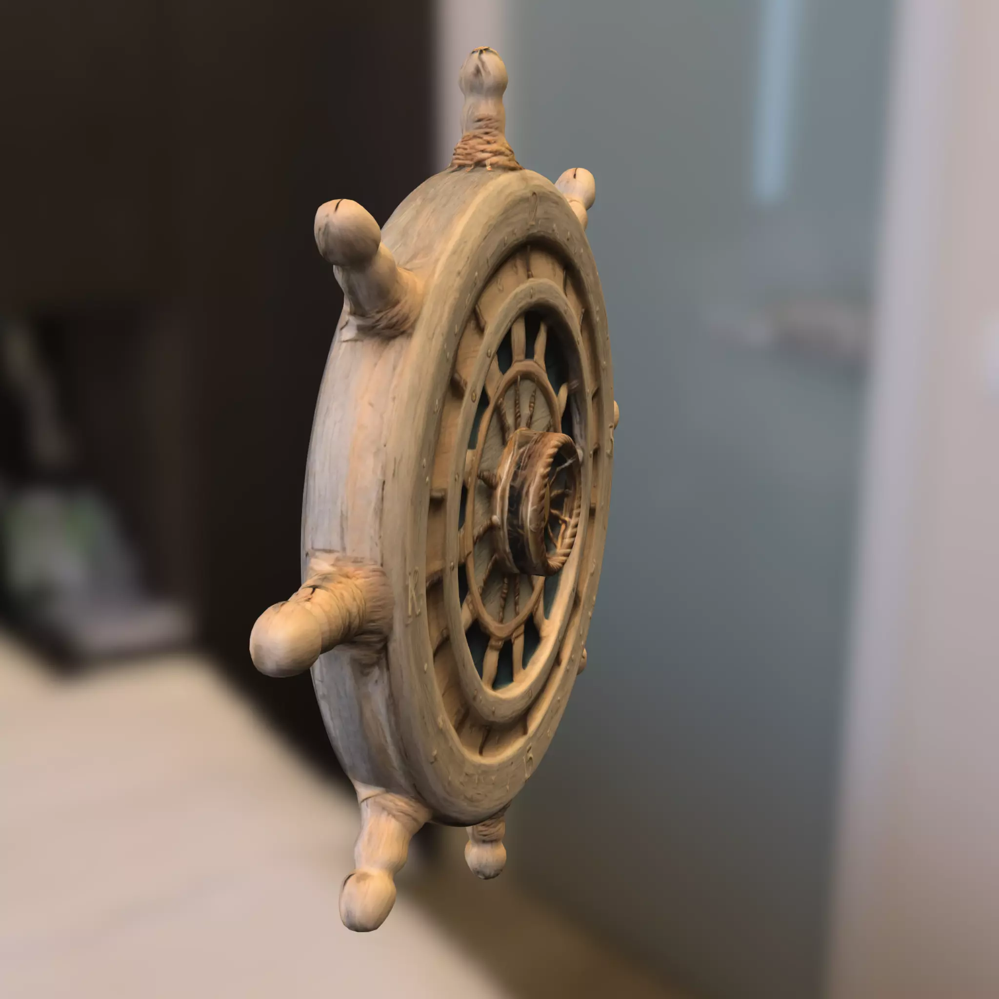 Nautical Ship Wheel Low-poly 3D model_1