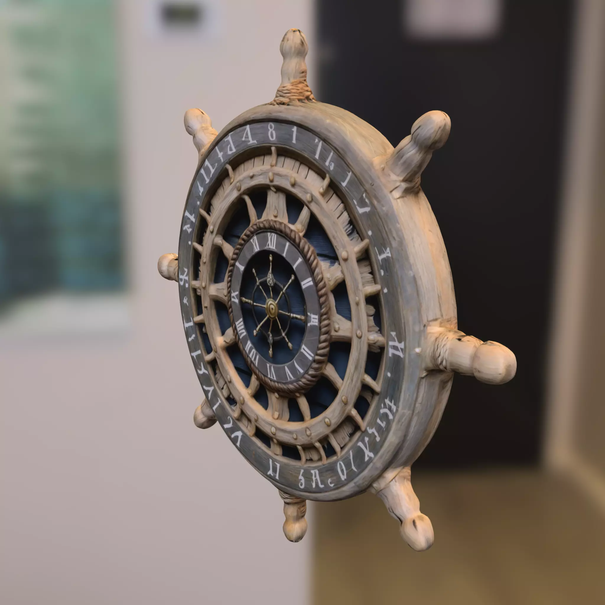 Nautical Ship Wheel Low-poly 3D model_3