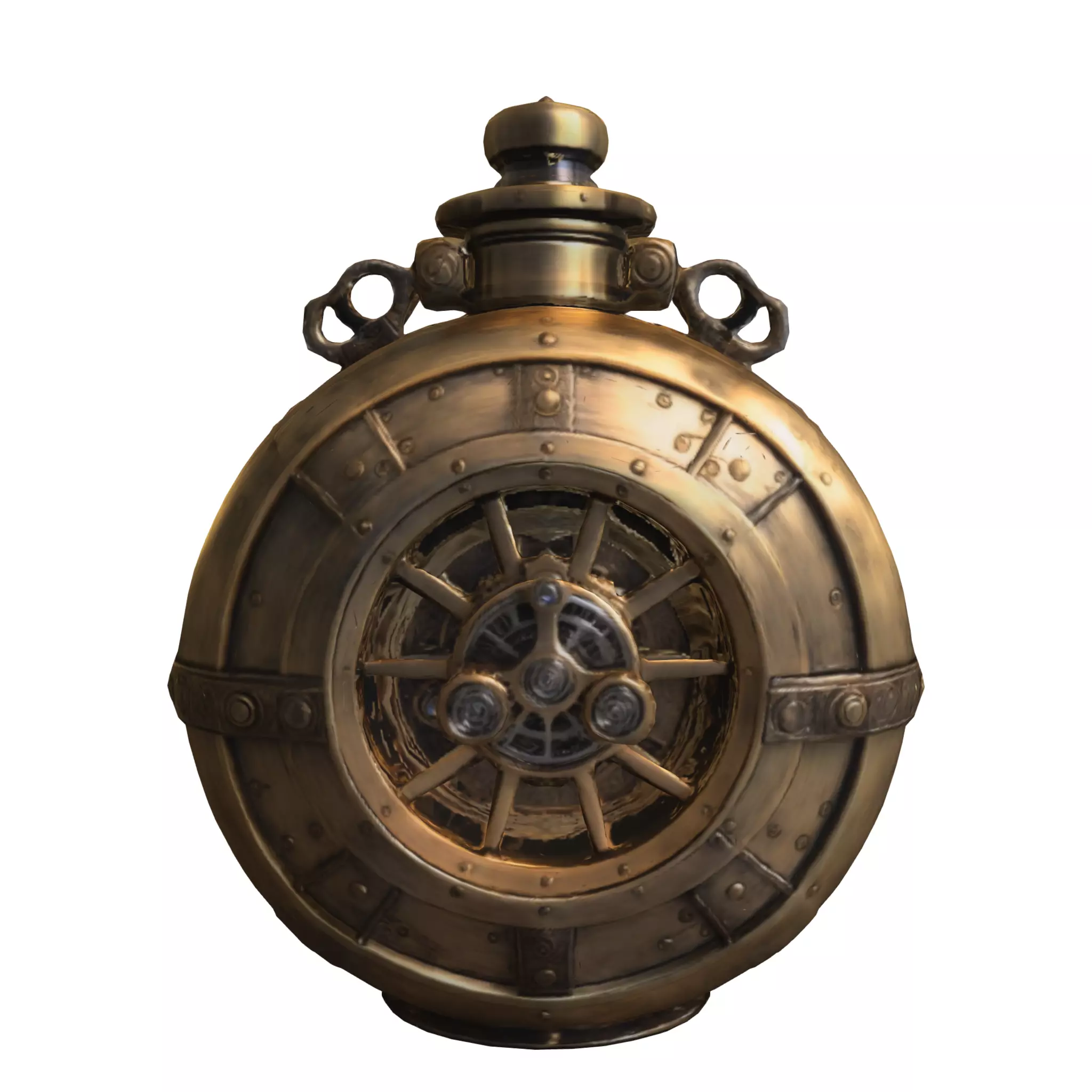 Steampunk Spherical Flask Low-poly 3D model_0