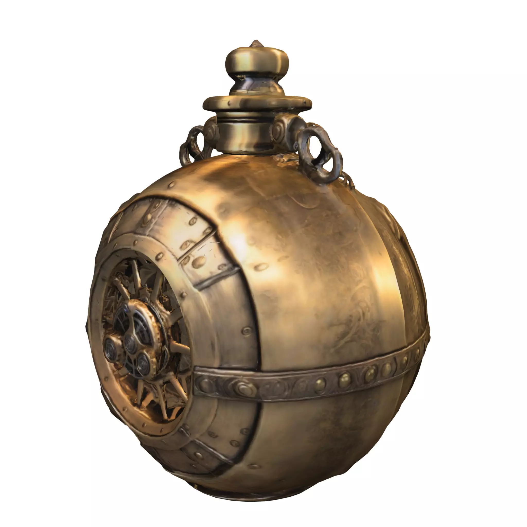 Steampunk Spherical Flask Low-poly 3D model_1
