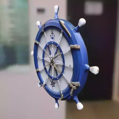 Nautical Ship Wheel blue Low-poly 3D model