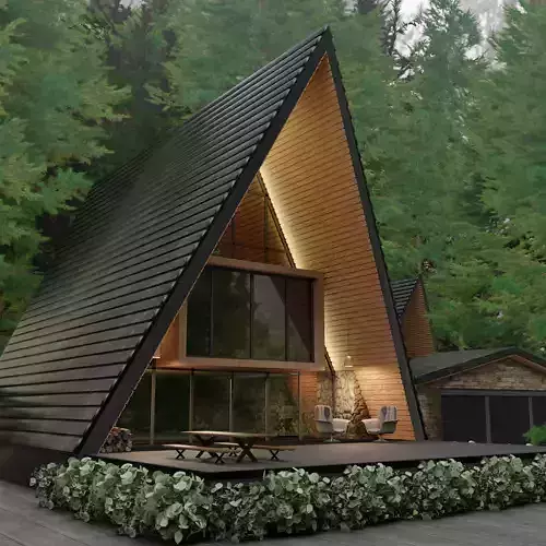 Contemporary A-Frame Wooden House