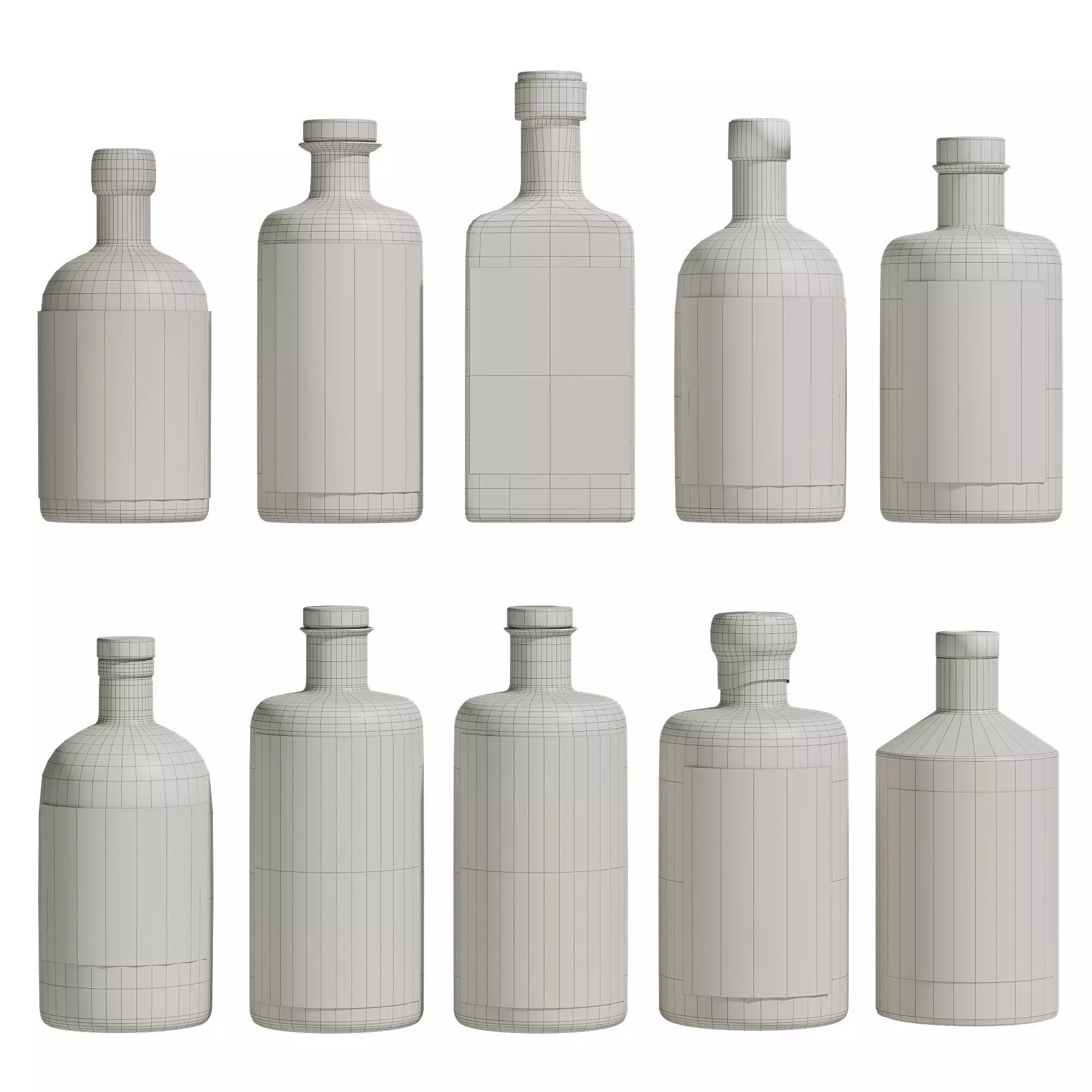 Aesthetic Bottles in Old Style for Shelves in a Bar 3D model_6