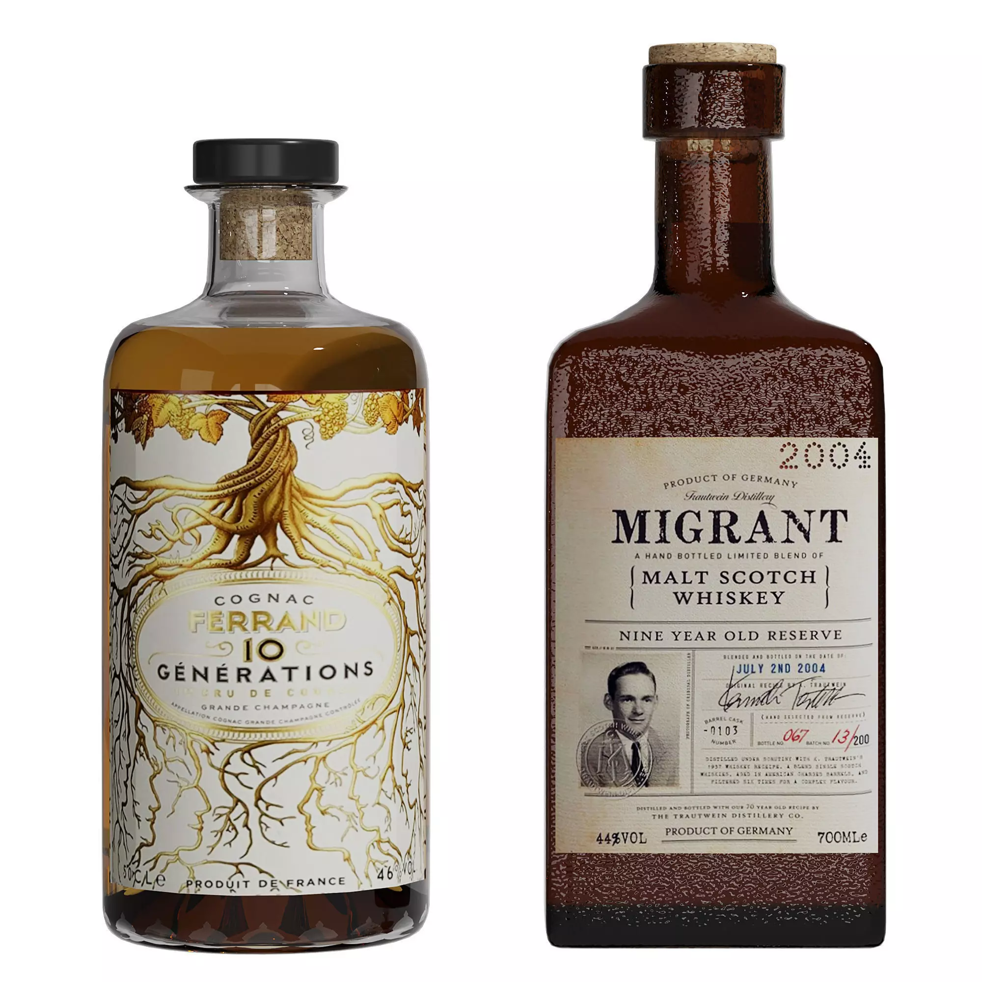 Aesthetic Bottles in Old Style for Shelves in a Bar 3D model_4