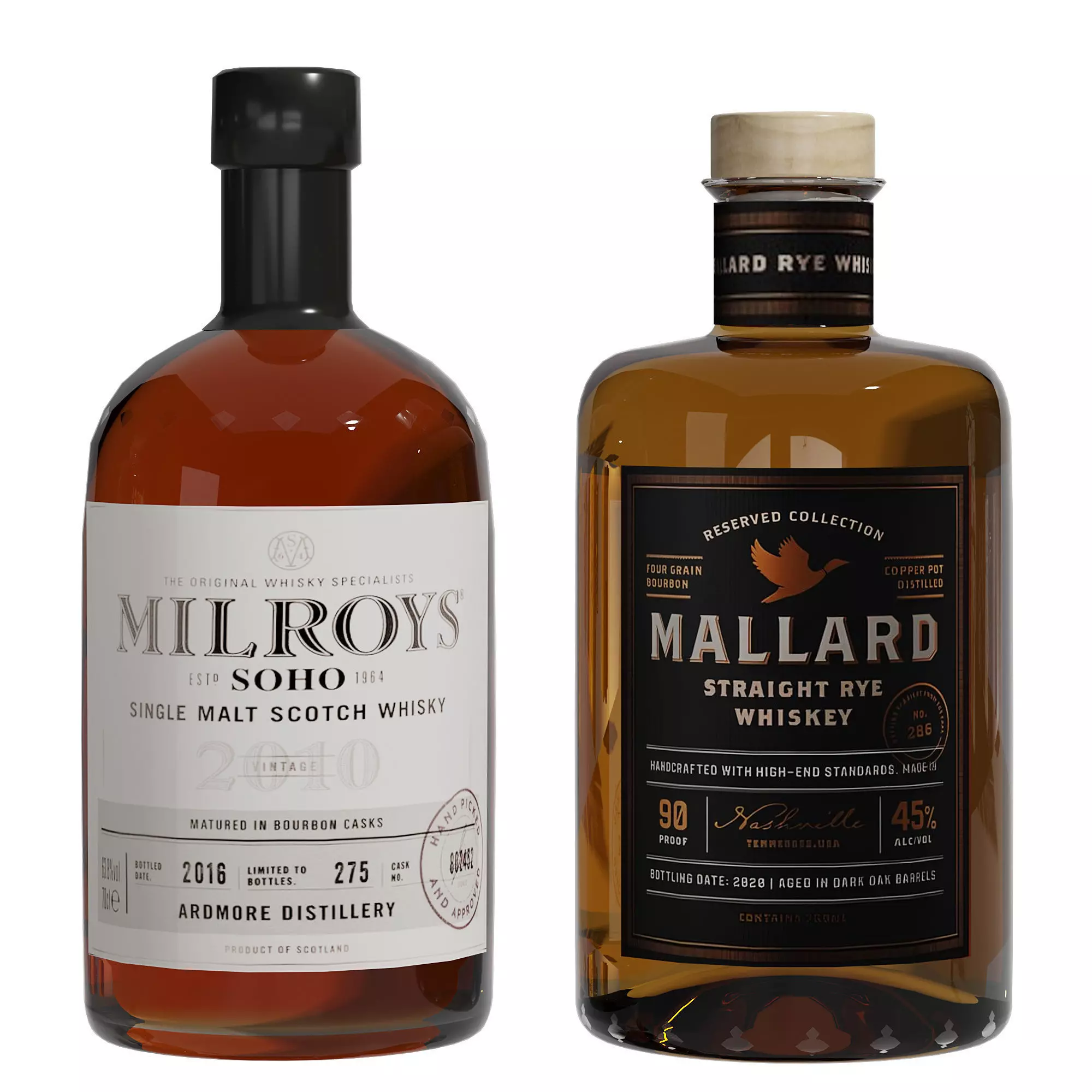 Aesthetic Bottles in Old Style for Shelves in a Bar 3D model_3