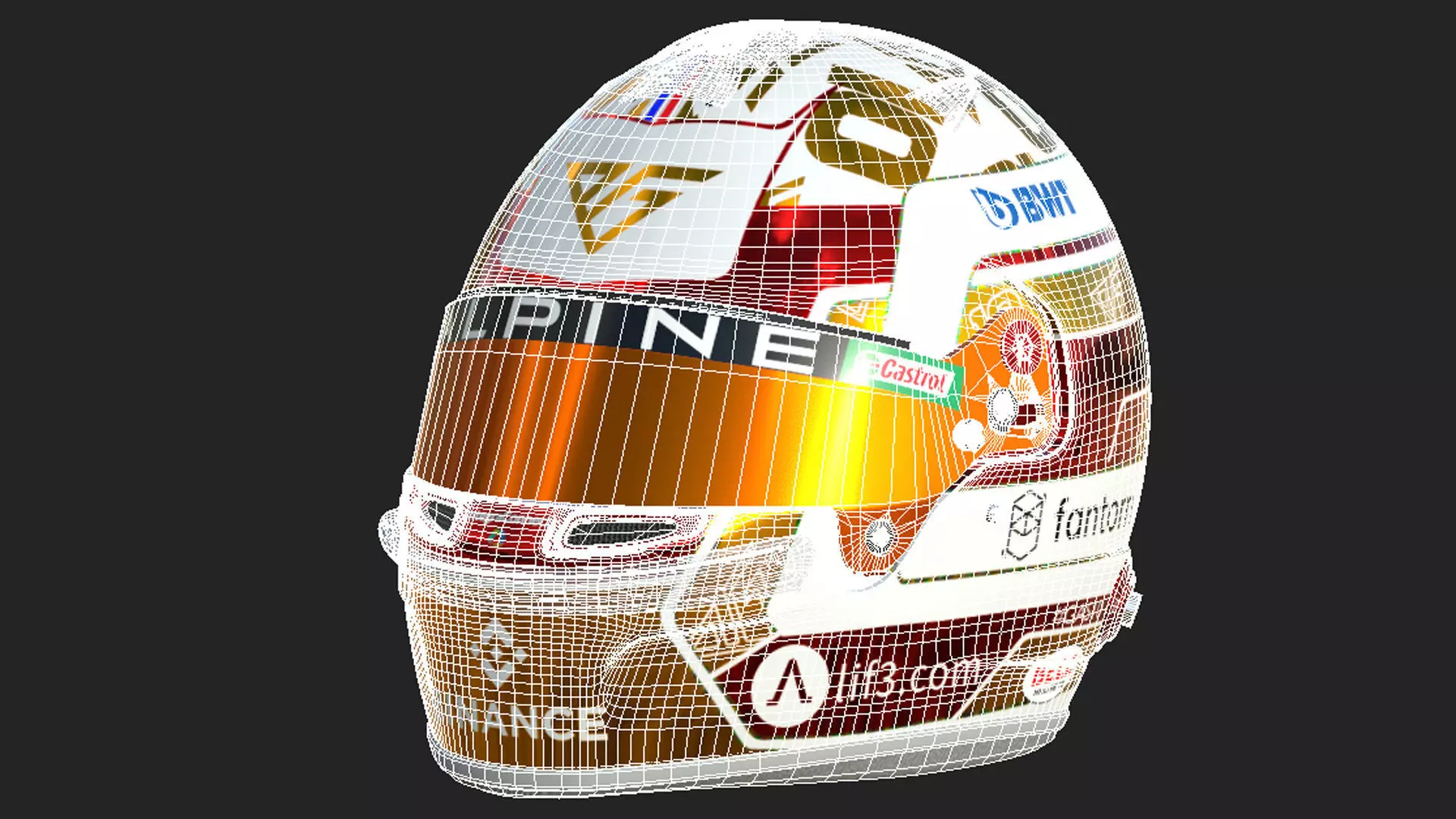 F1 Alpine Helmets 2023 3D model_11