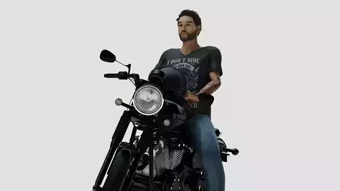 Biker Male Pose Rigged 3d Character Model