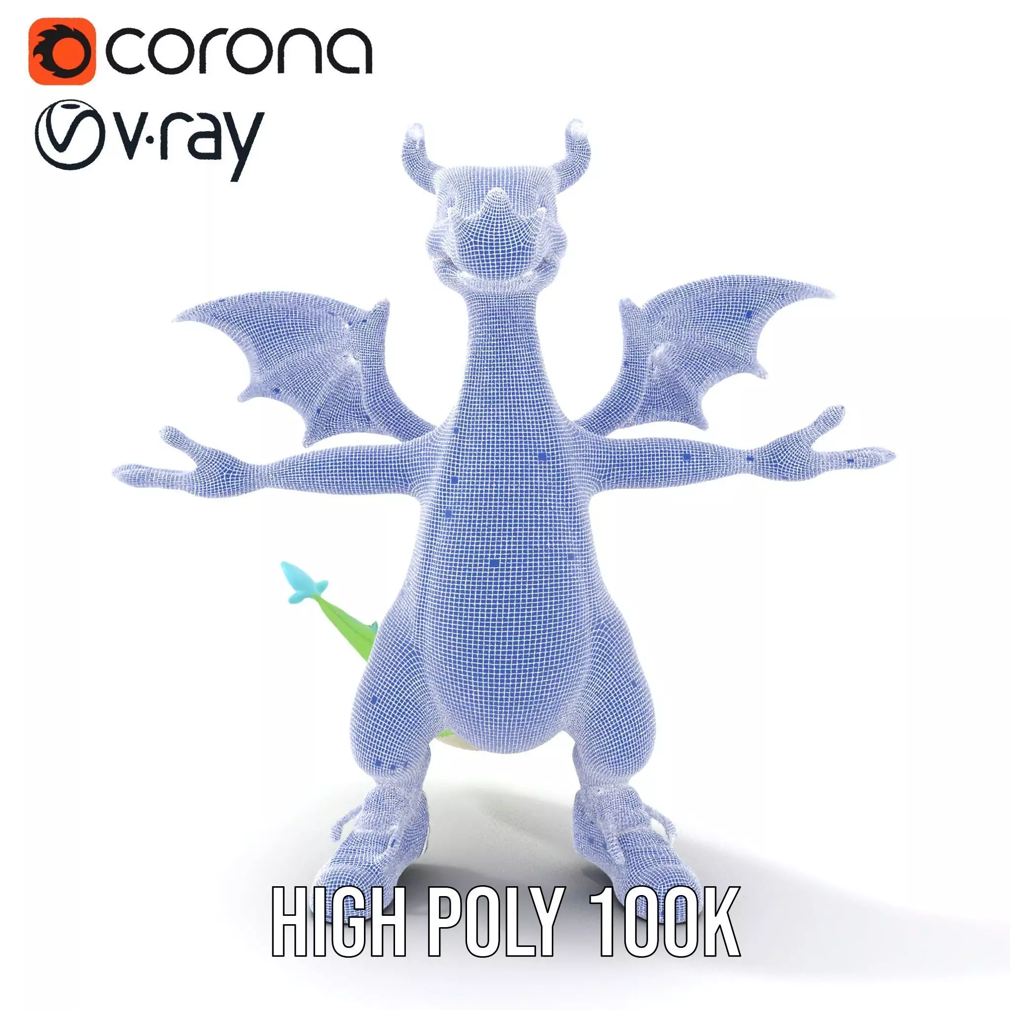 Green Dragon Character Model Rigged and Animated with Sneakers Low-poly 3D model_35
