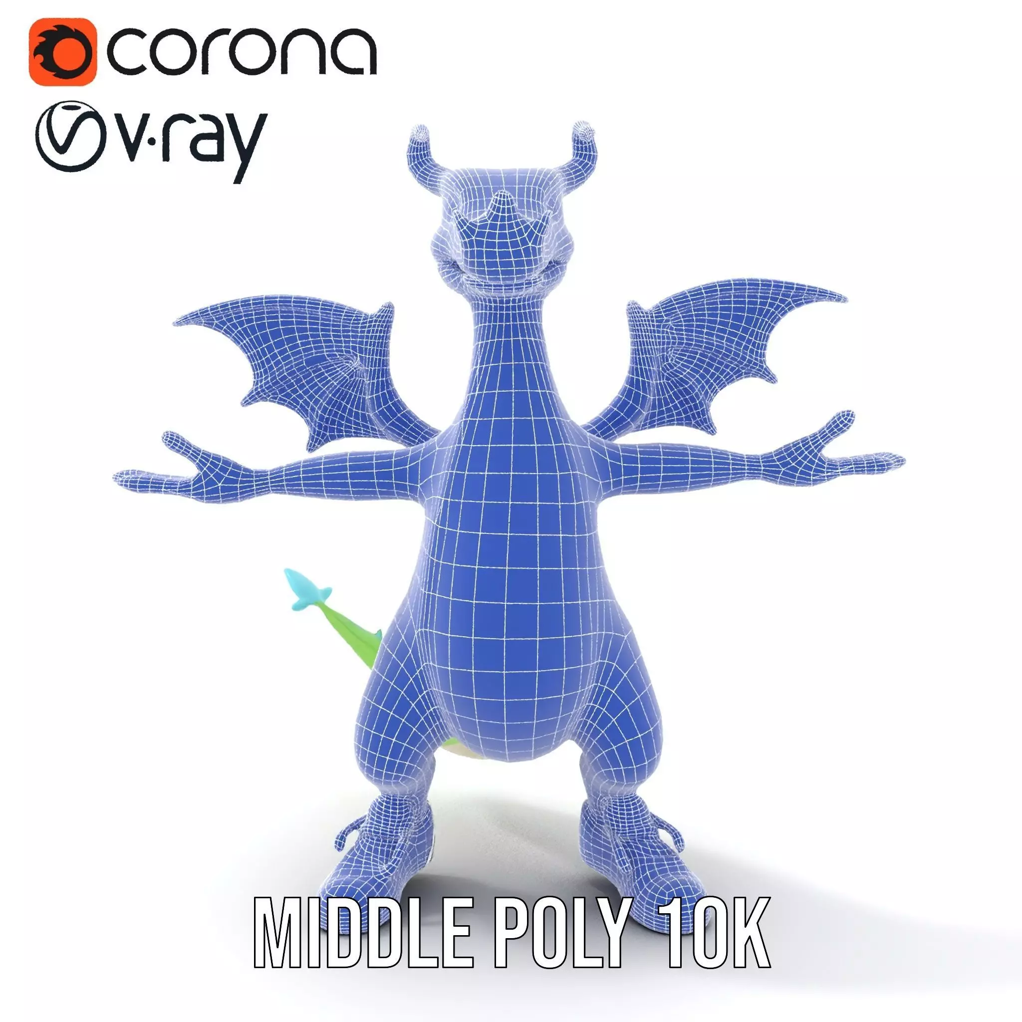 Green Dragon Character Model Rigged and Animated with Sneakers Low-poly 3D model_27