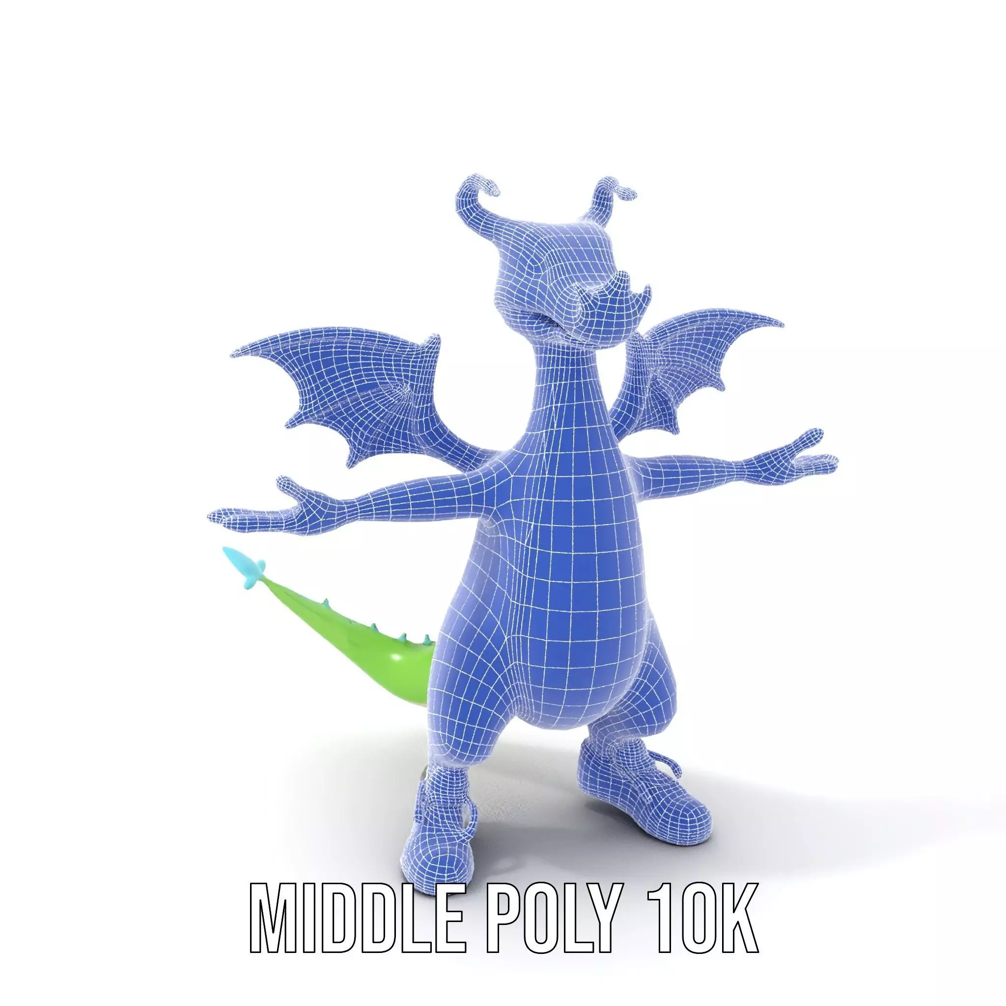 Green Dragon Character Model Rigged and Animated with Sneakers Low-poly 3D model_11
