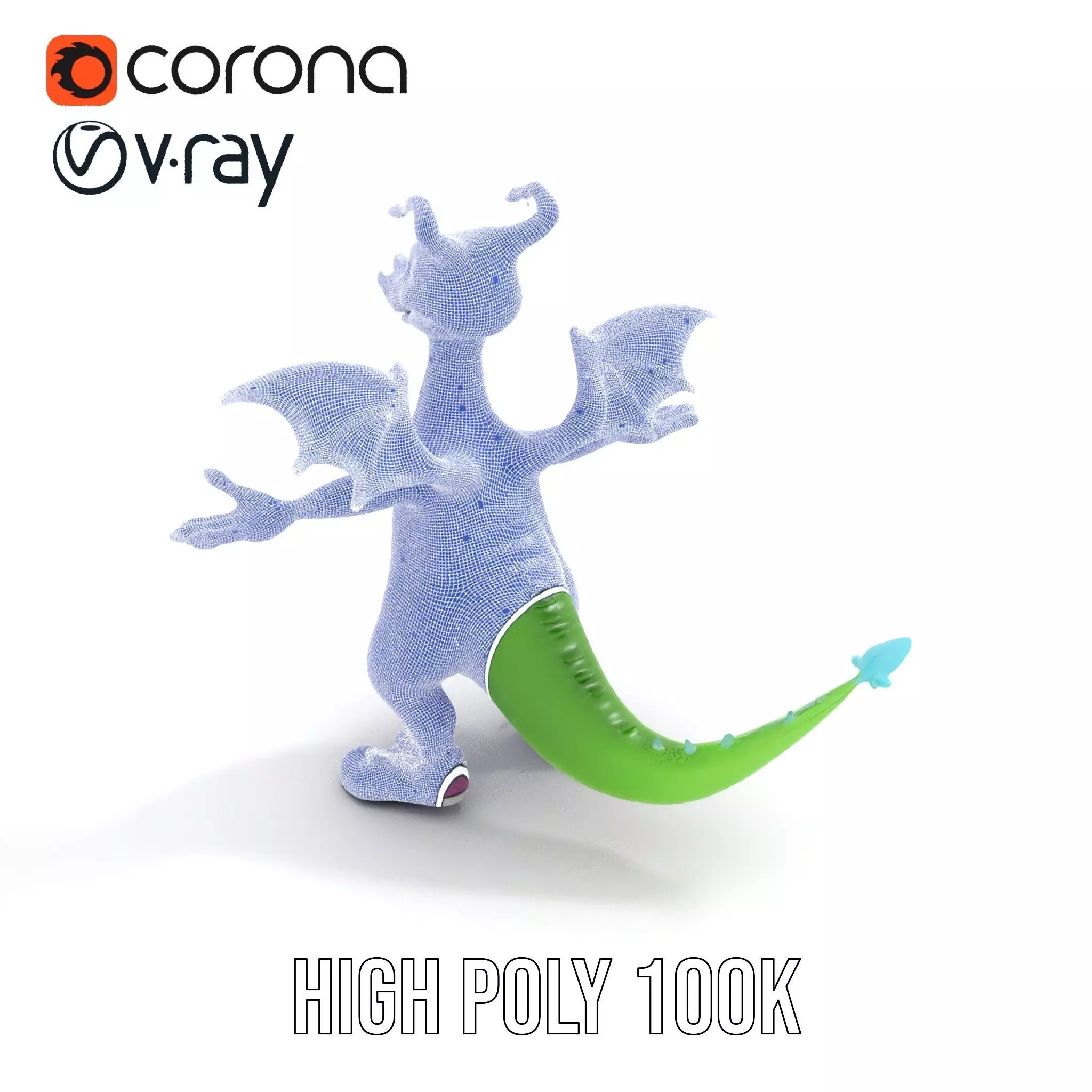 Green Dragon Character Model Rigged and Animated with Sneakers Low-poly 3D model_32