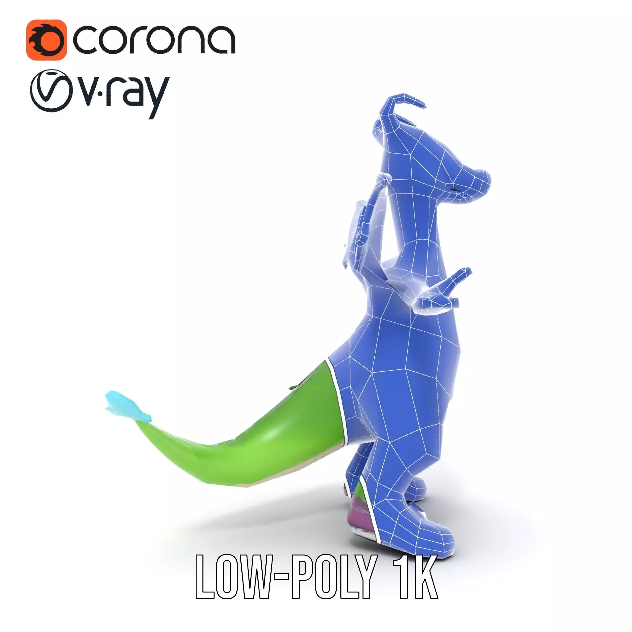 Green Dragon Character Model Rigged and Animated with Sneakers Low-poly 3D model_31