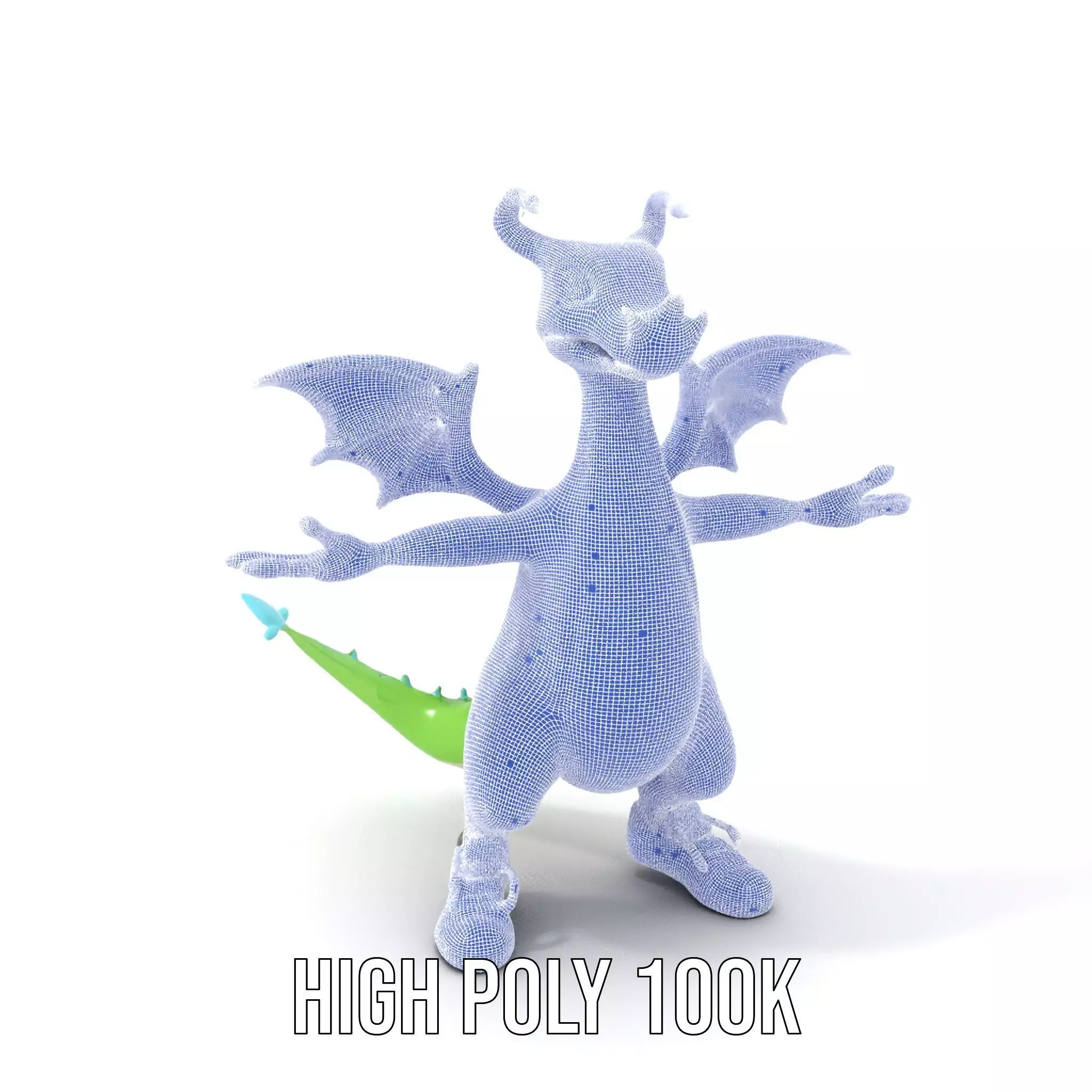 Green Dragon Character Model Rigged and Animated with Sneakers Low-poly 3D model_5