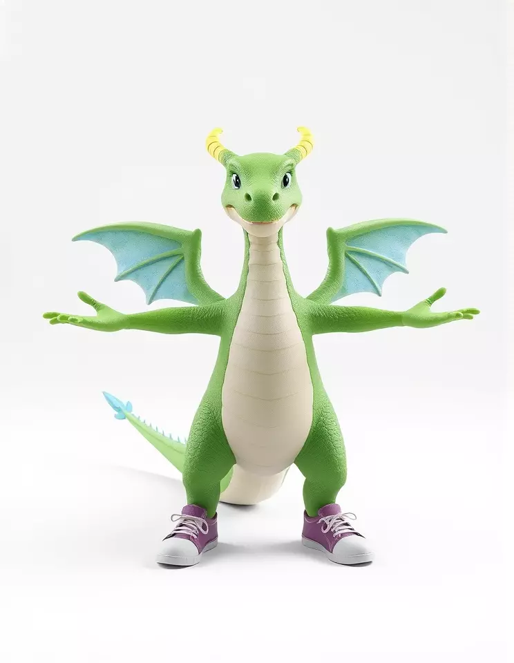 Green Dragon Character Model Rigged and Animated with Sneakers Low-poly 3D model_3