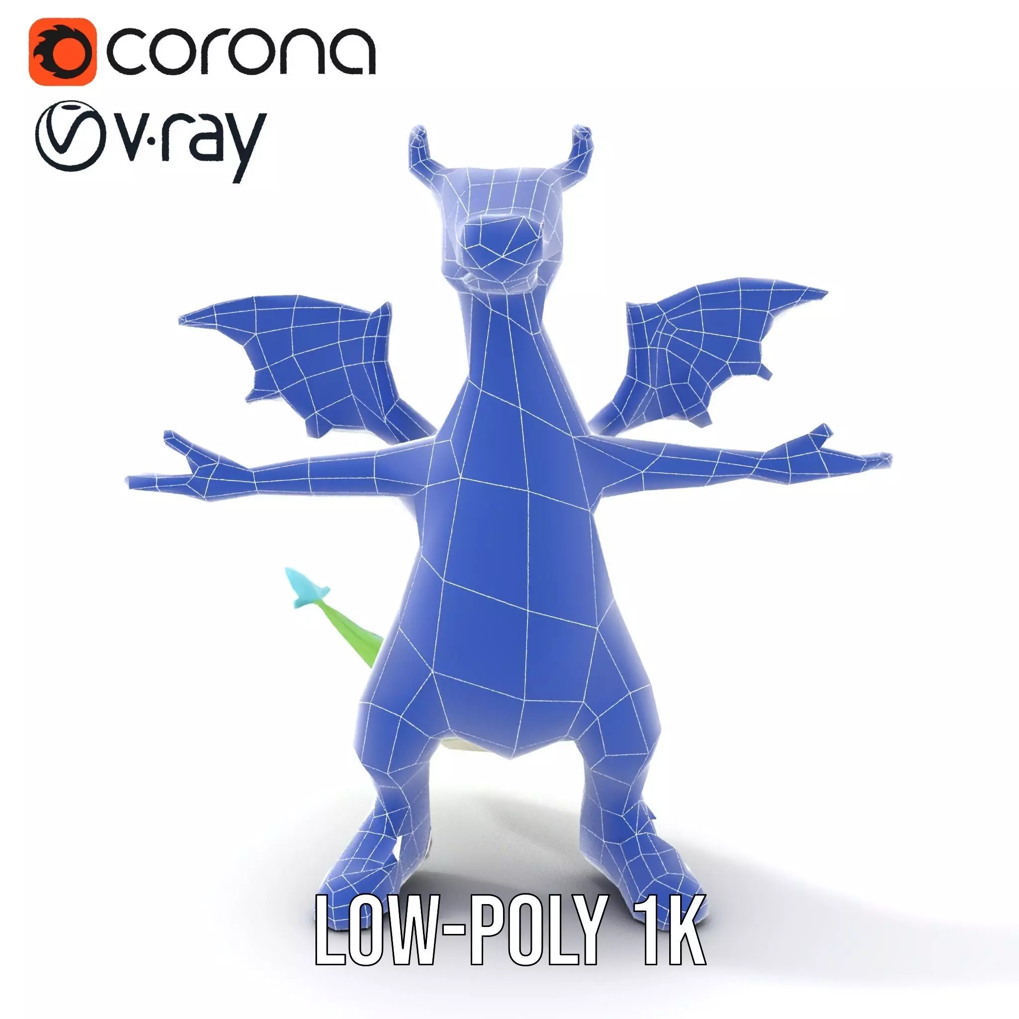 Green Dragon Character Model Rigged and Animated with Sneakers Low-poly 3D model_21