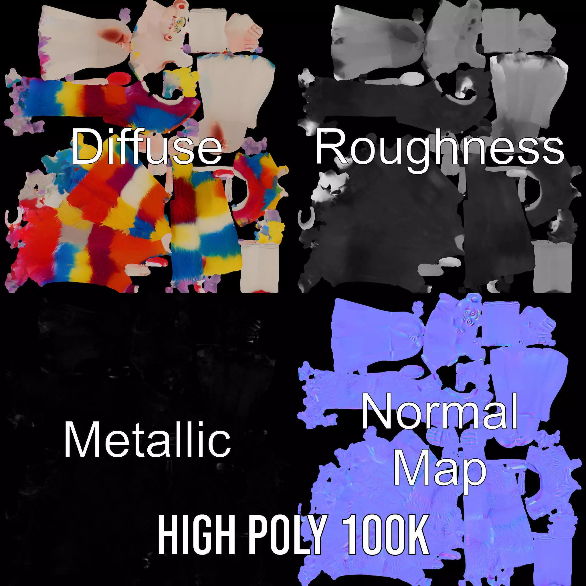 Colorful Cartoon Character Outfit Model Pack Low-poly 3D model_4