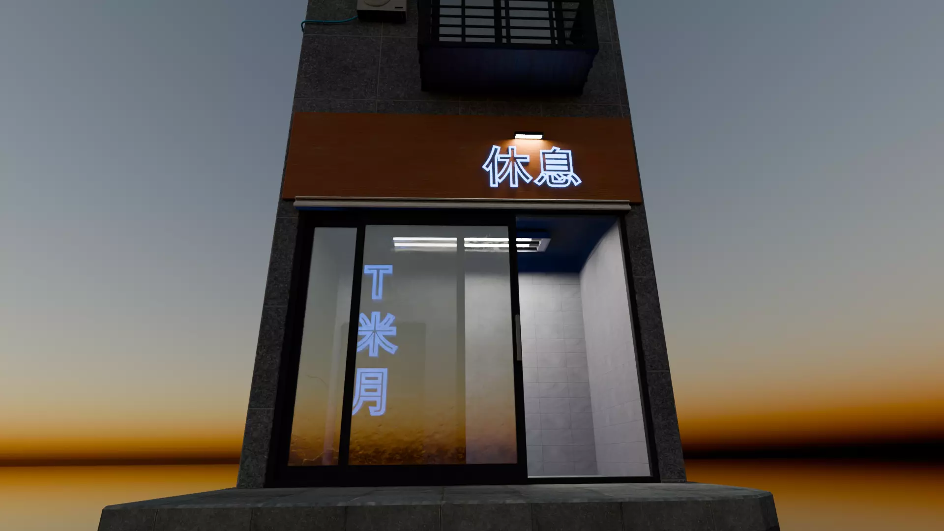 Japanese futuristic minimalist house 3D game ready Low-poly 3D model_4