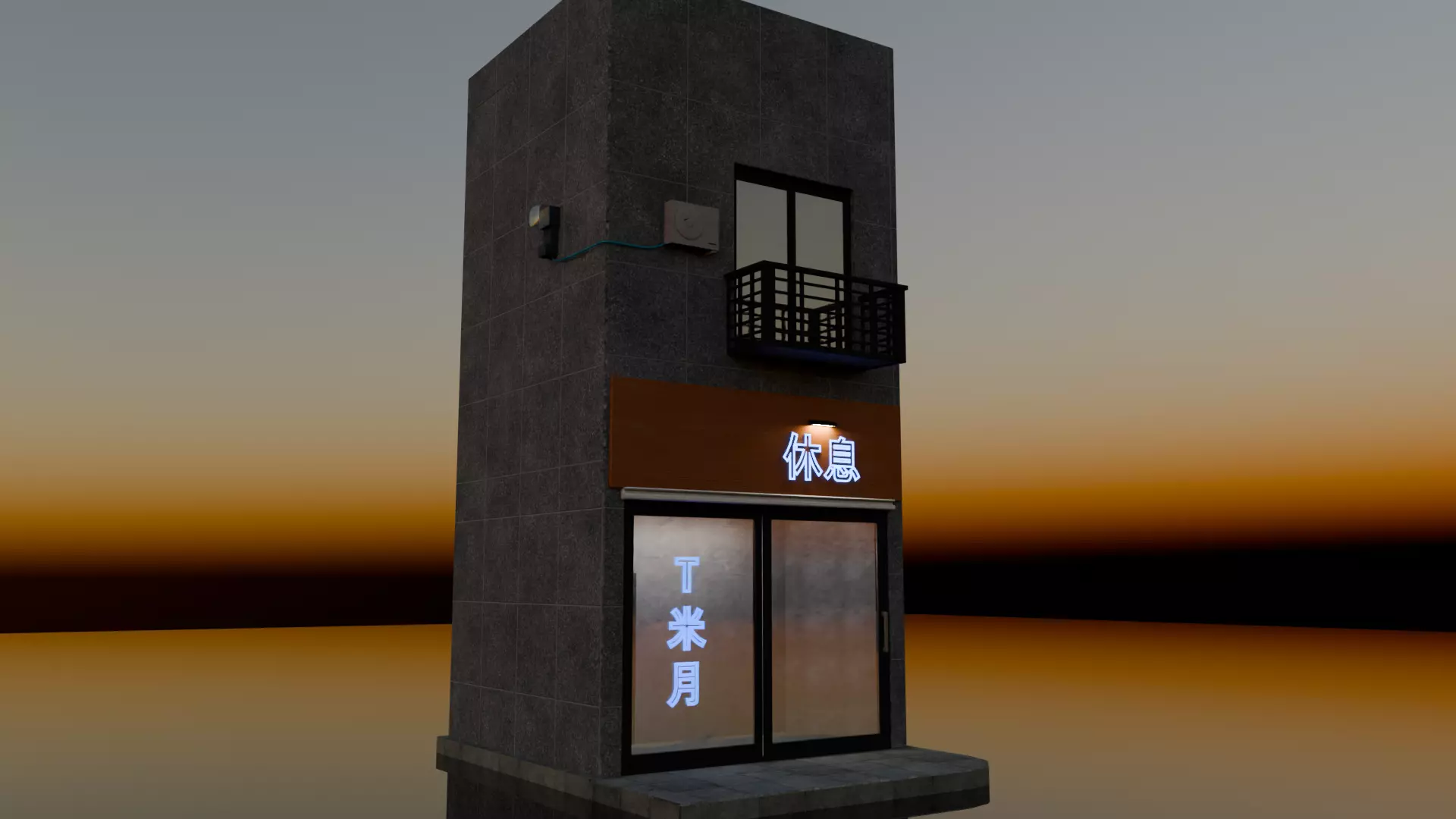 Japanese futuristic minimalist house 3D game ready Low-poly 3D model_2