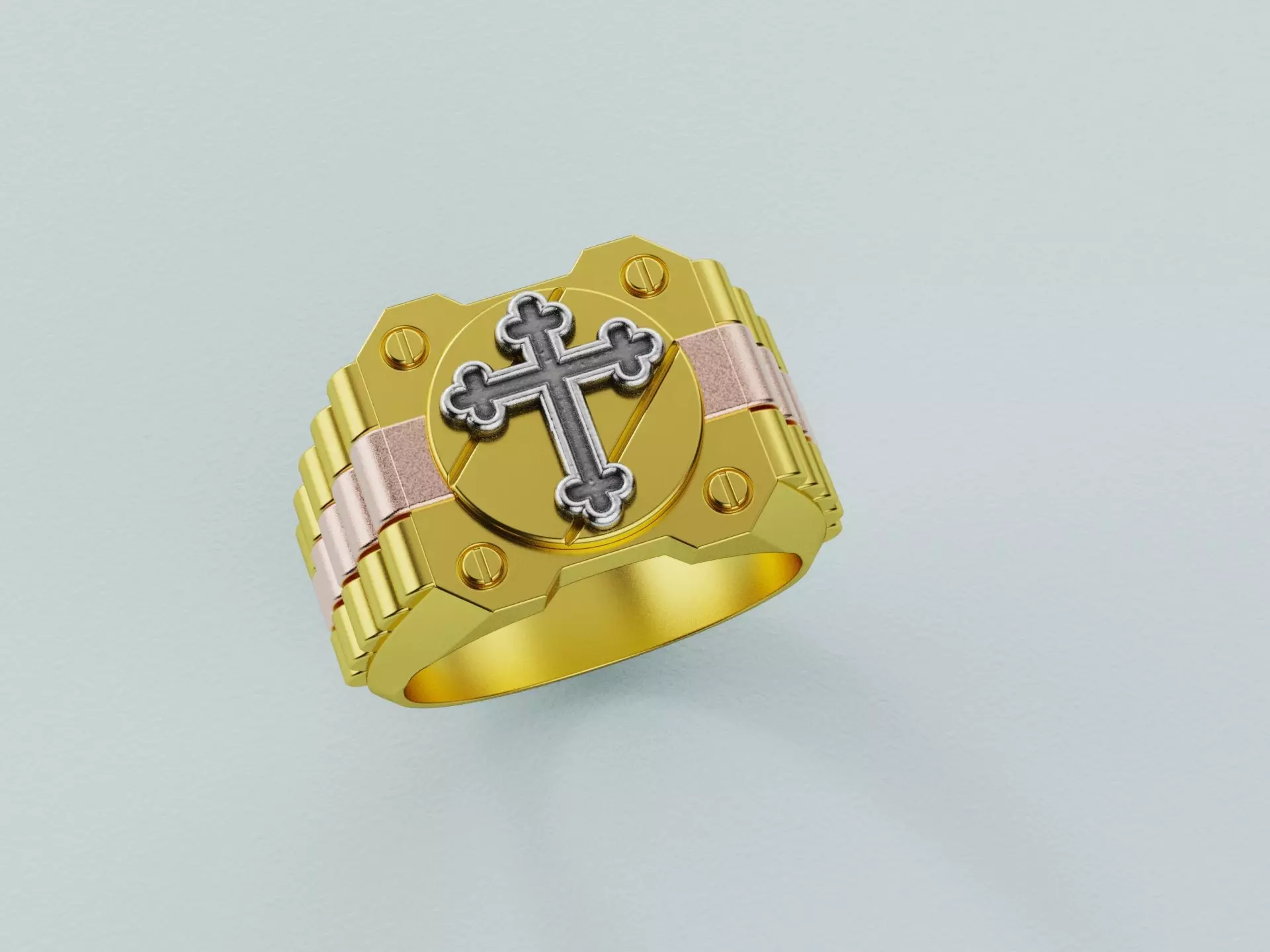Cross Signet Ring - Anillo Sello Cruz 3D print model