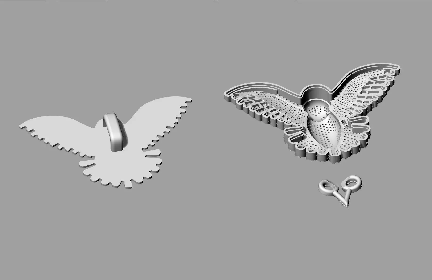 owl pendant 3D print model 3D print model_11