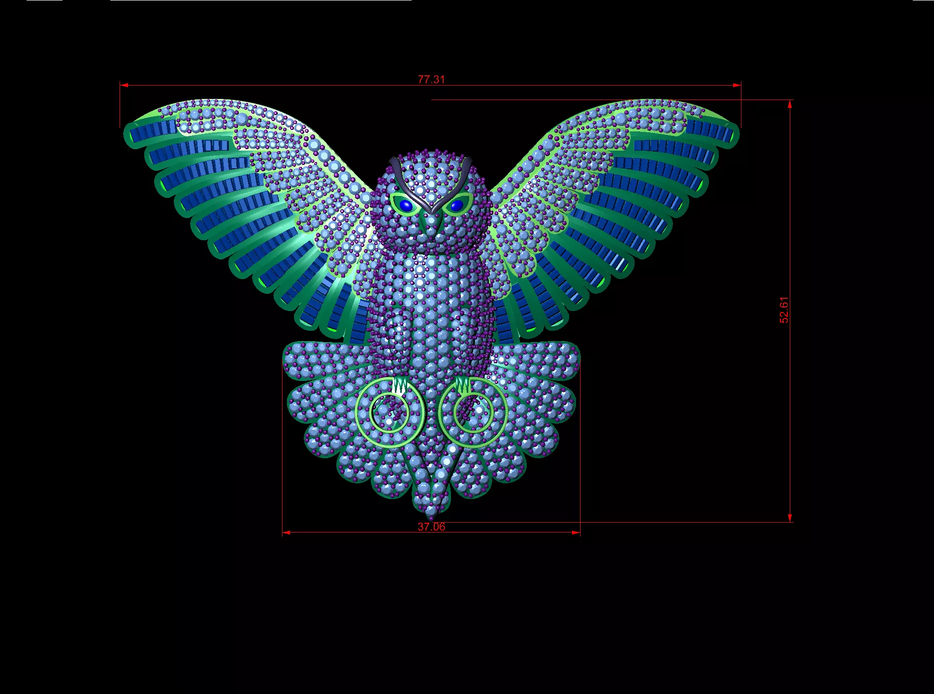 owl pendant 3D print model 3D print model_6