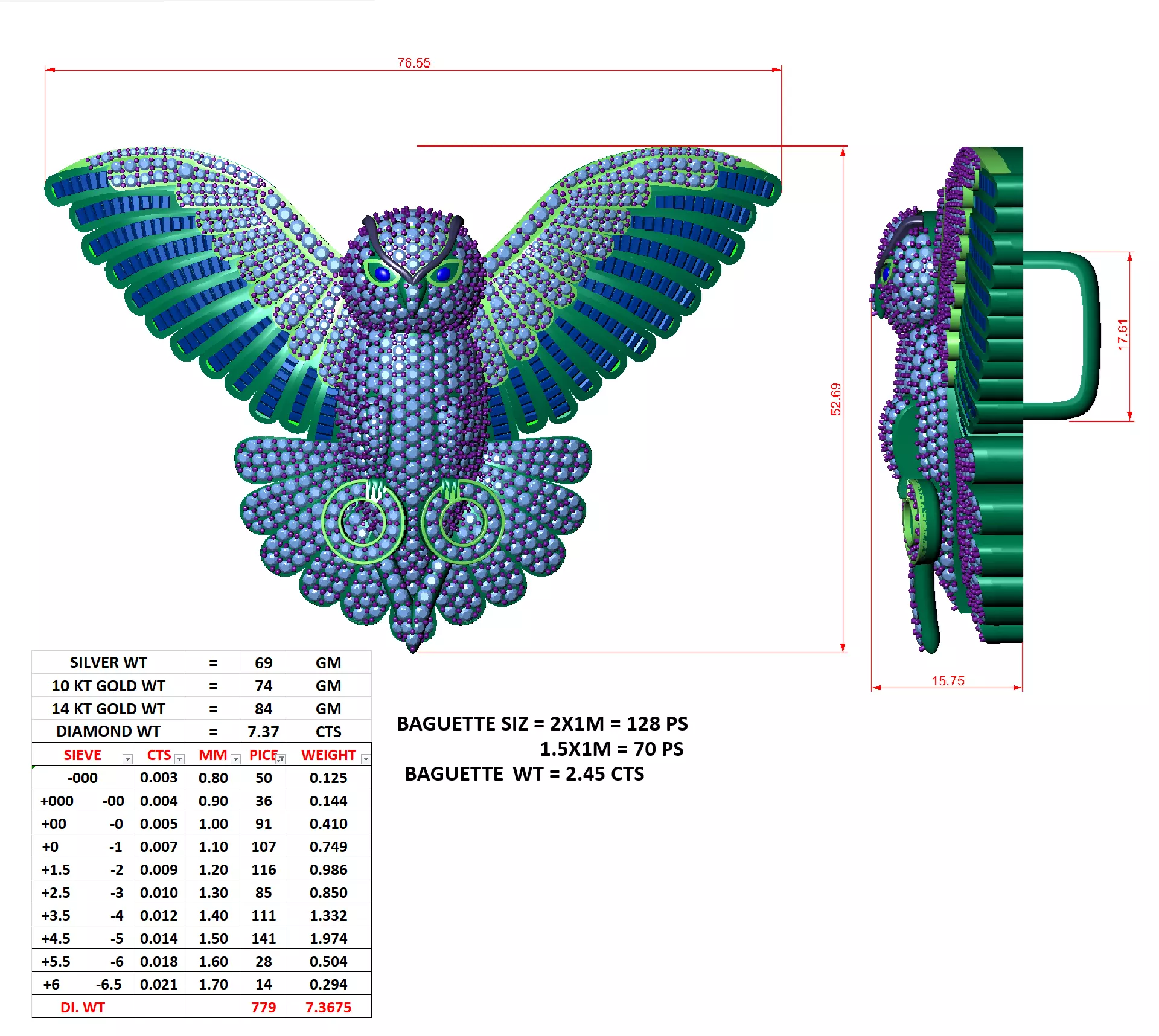 owl pendant 3D print model 3D print model_5