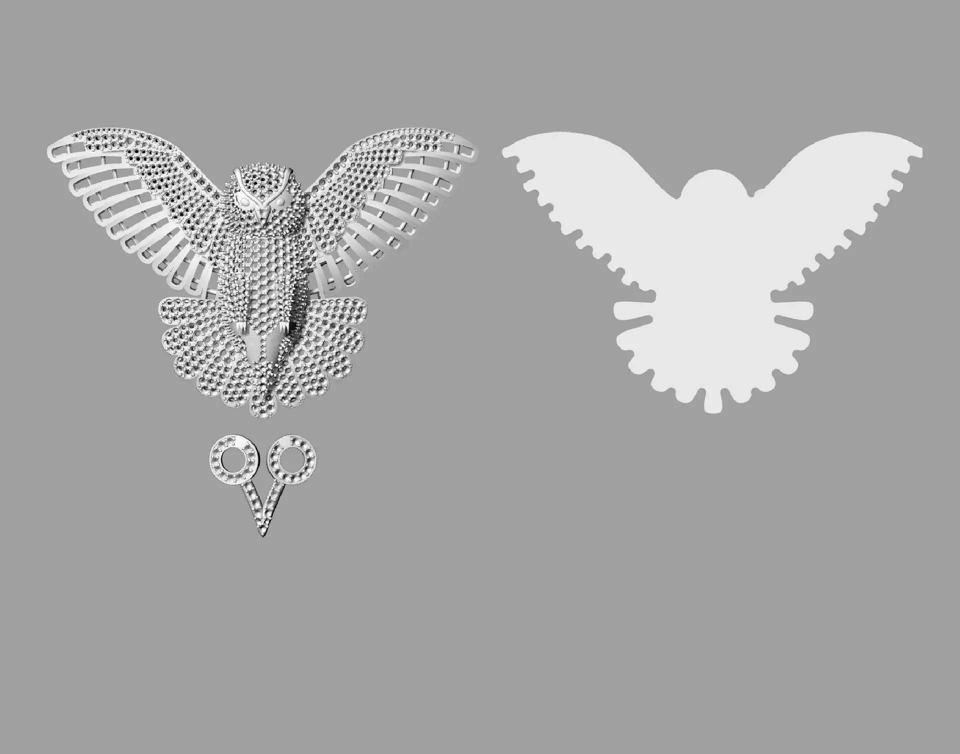 owl pendant 3D print model 3D print model_9